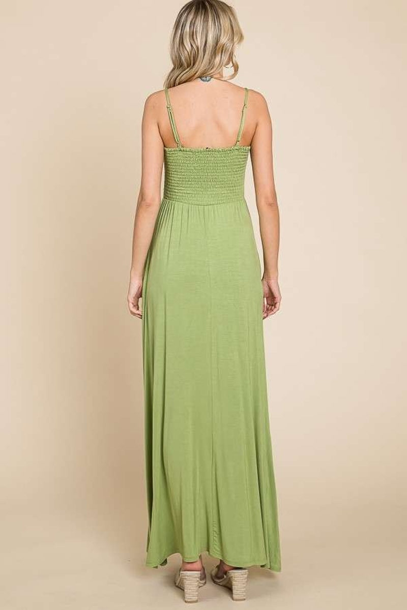 Green Goddess Smocked Maxi