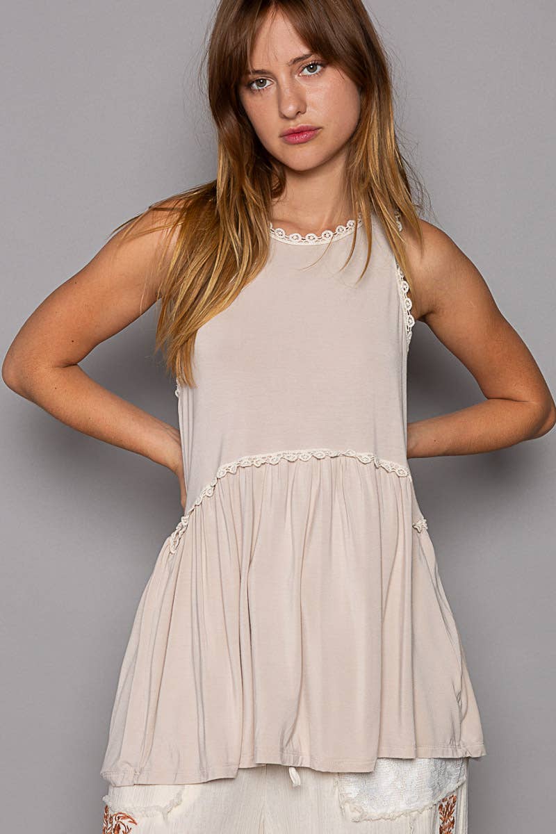 Sweet and Simple Babydoll Knit Sleeveless Tank Top SALE