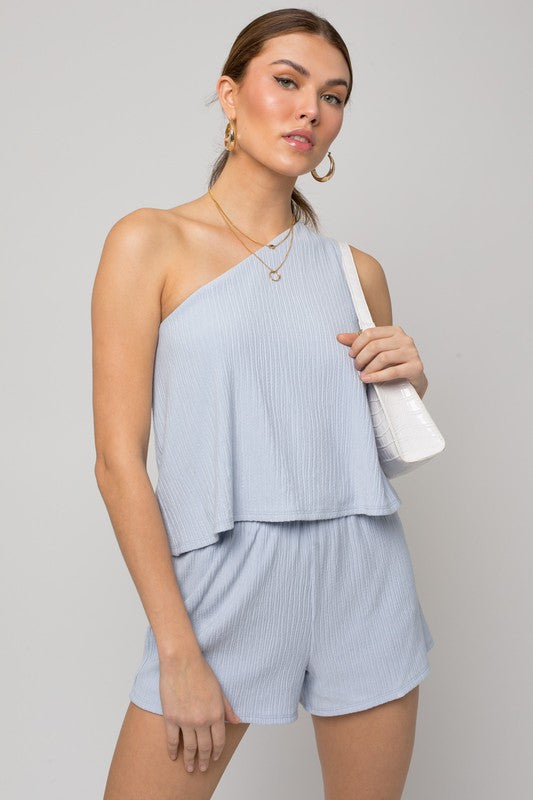 Eva One Shoulder Layered Romper