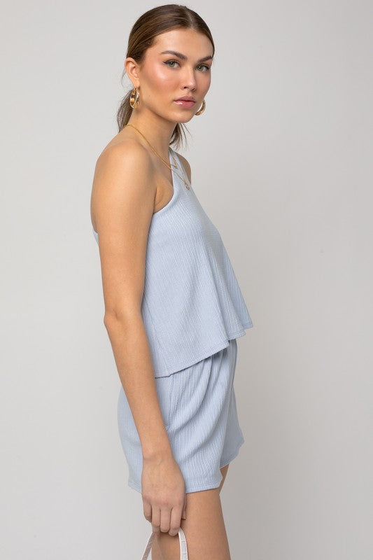 Eva One Shoulder Layered Romper