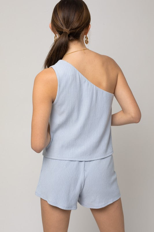 Eva One Shoulder Layered Romper