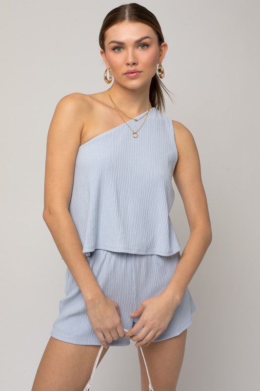 Eva One Shoulder Layered Romper