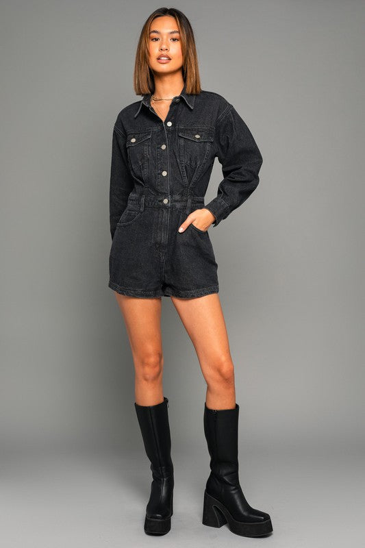 Saw It First Denim Romper - $59