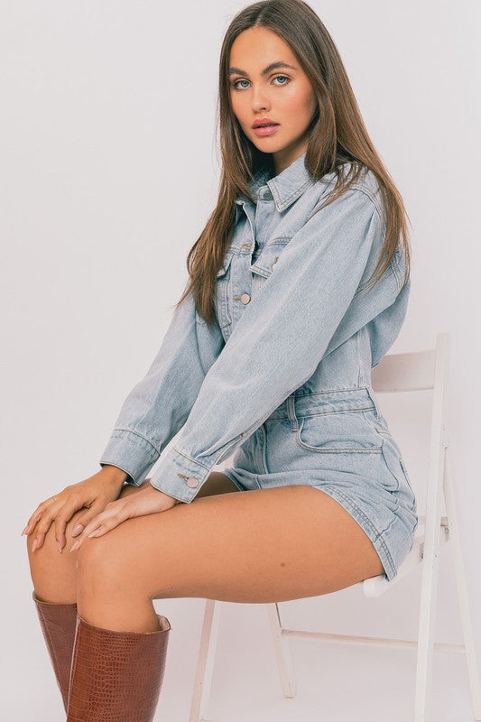 Saw It First Denim Romper - $59