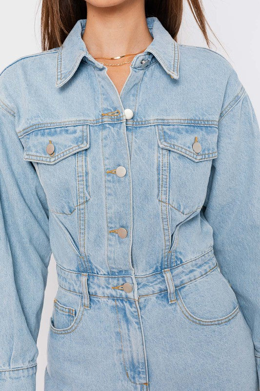 Saw It First Denim Romper - $59