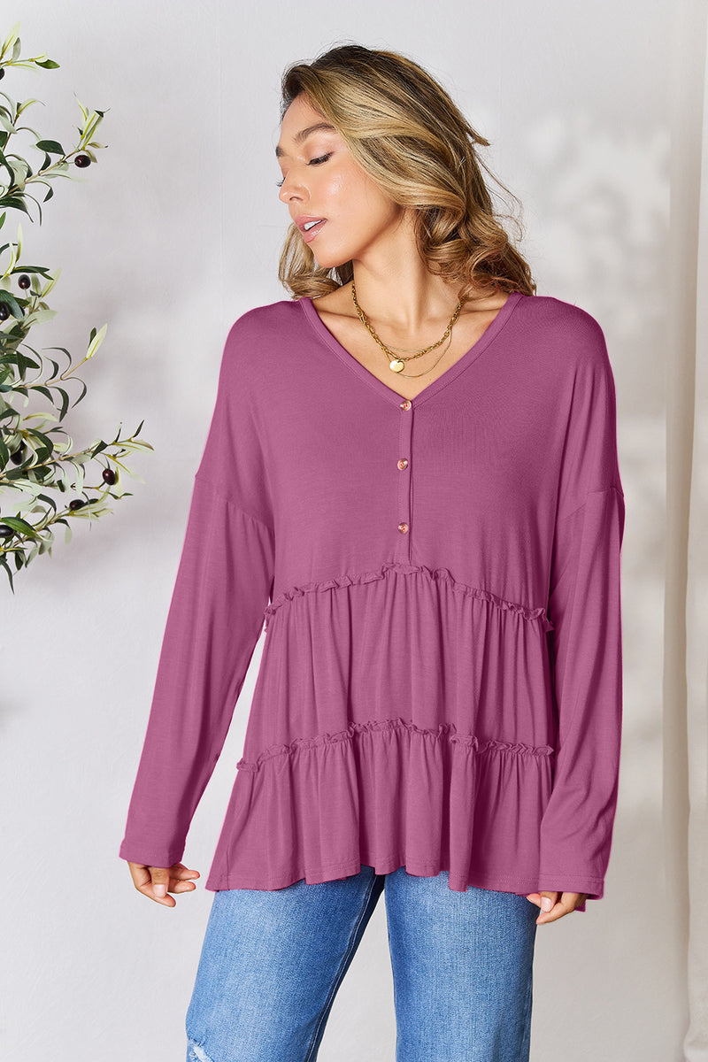 Nicely Done Ruffle Hem Blouse