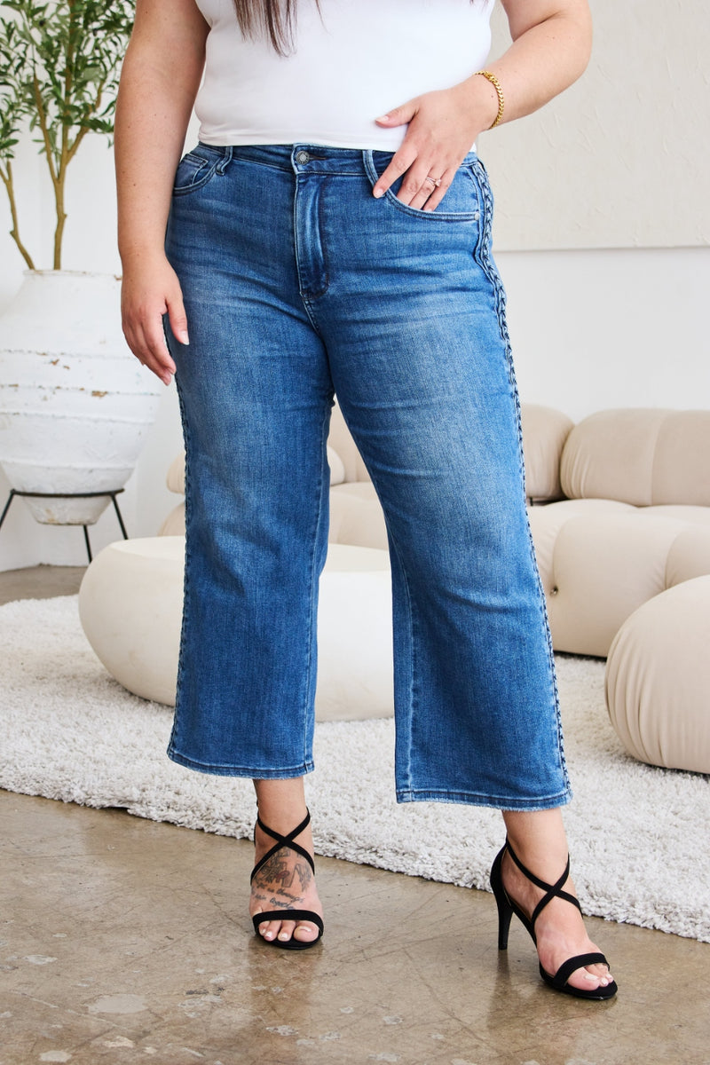 Judy Blue Braid Wide Leg Jeans