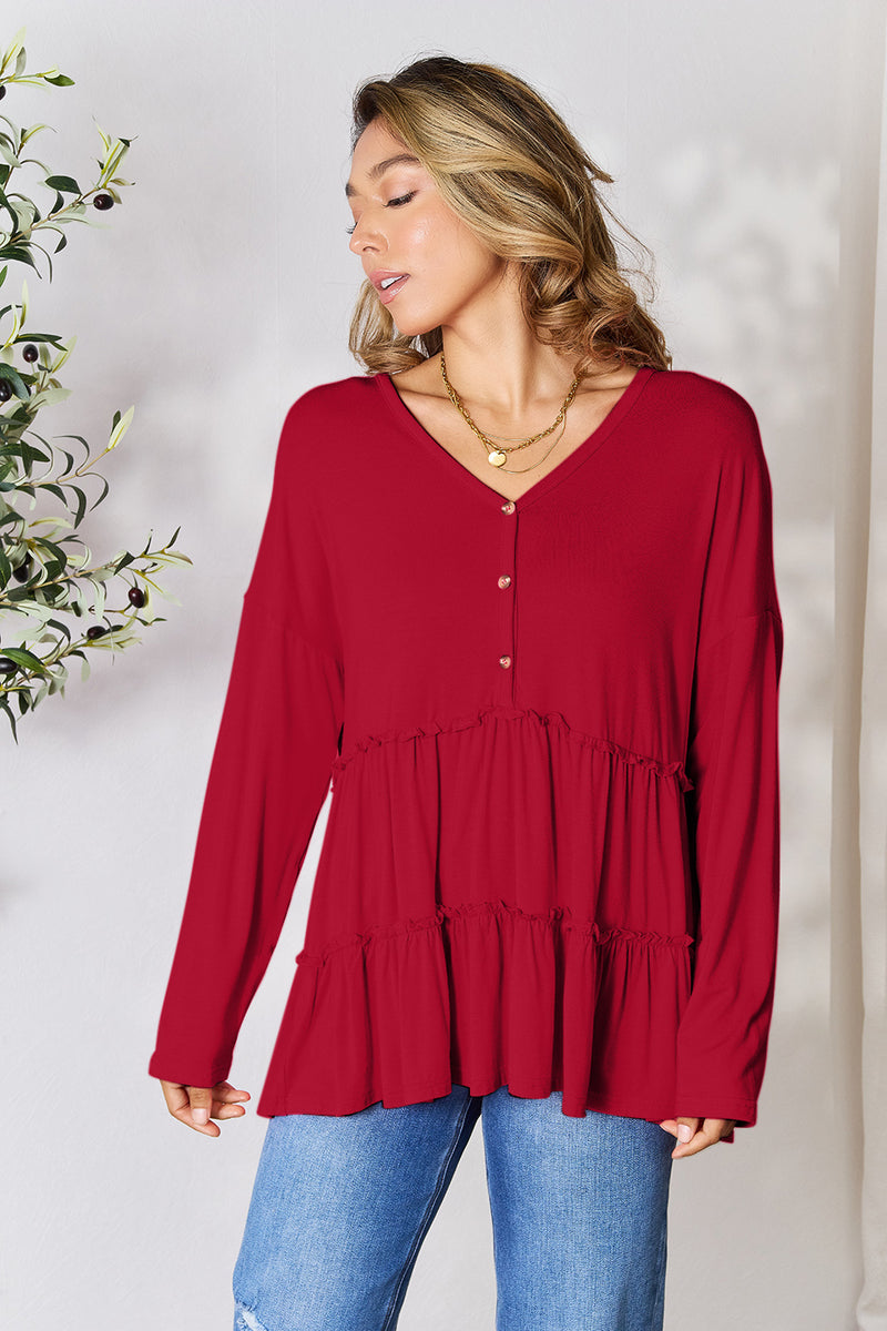 Nicely Done Ruffle Hem Blouse