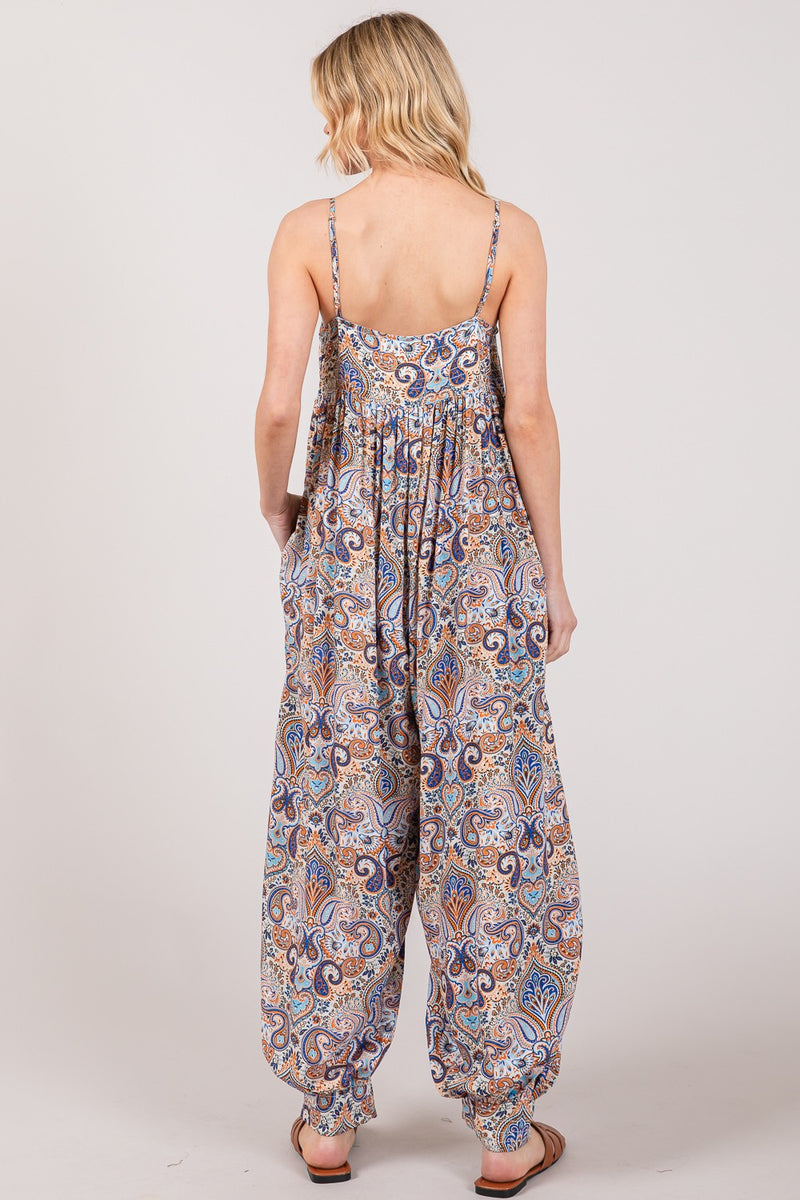 Zoe Multi Pocketed Jumpsuit in Blue - $52