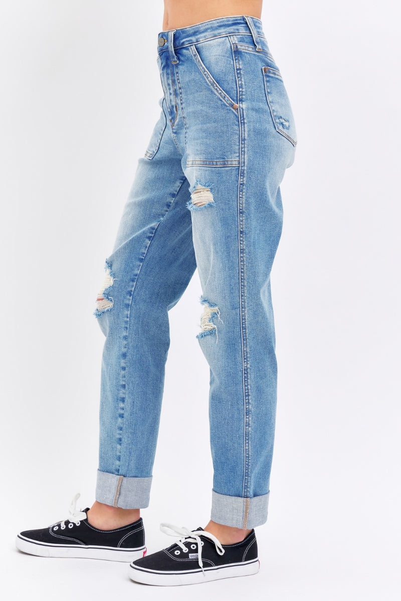 Judy Blue Pockets & Patch Boyfriend Jeans