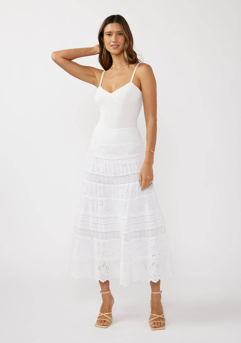 Smocked Bust Tiered Eyelet Dress