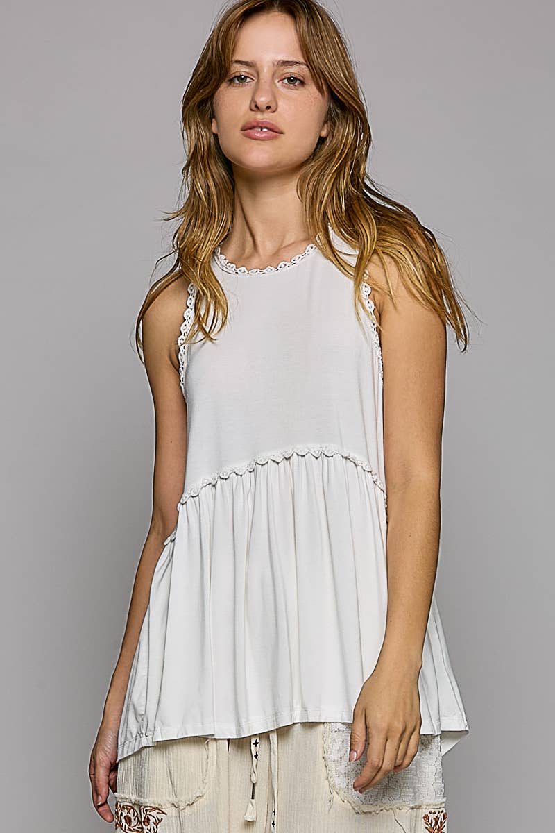 Sweet and Simple Babydoll Knit Sleeveless Tank Top SALE