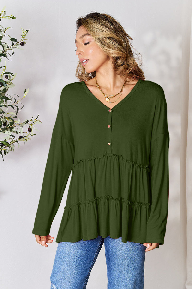 Nicely Done Ruffle Hem Blouse