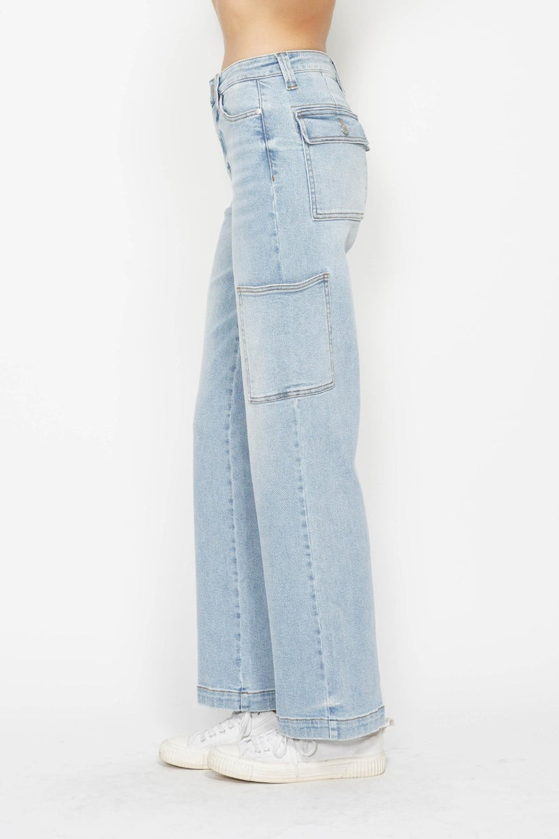 The Jenn Judy Blue Straight Cargo Jeans