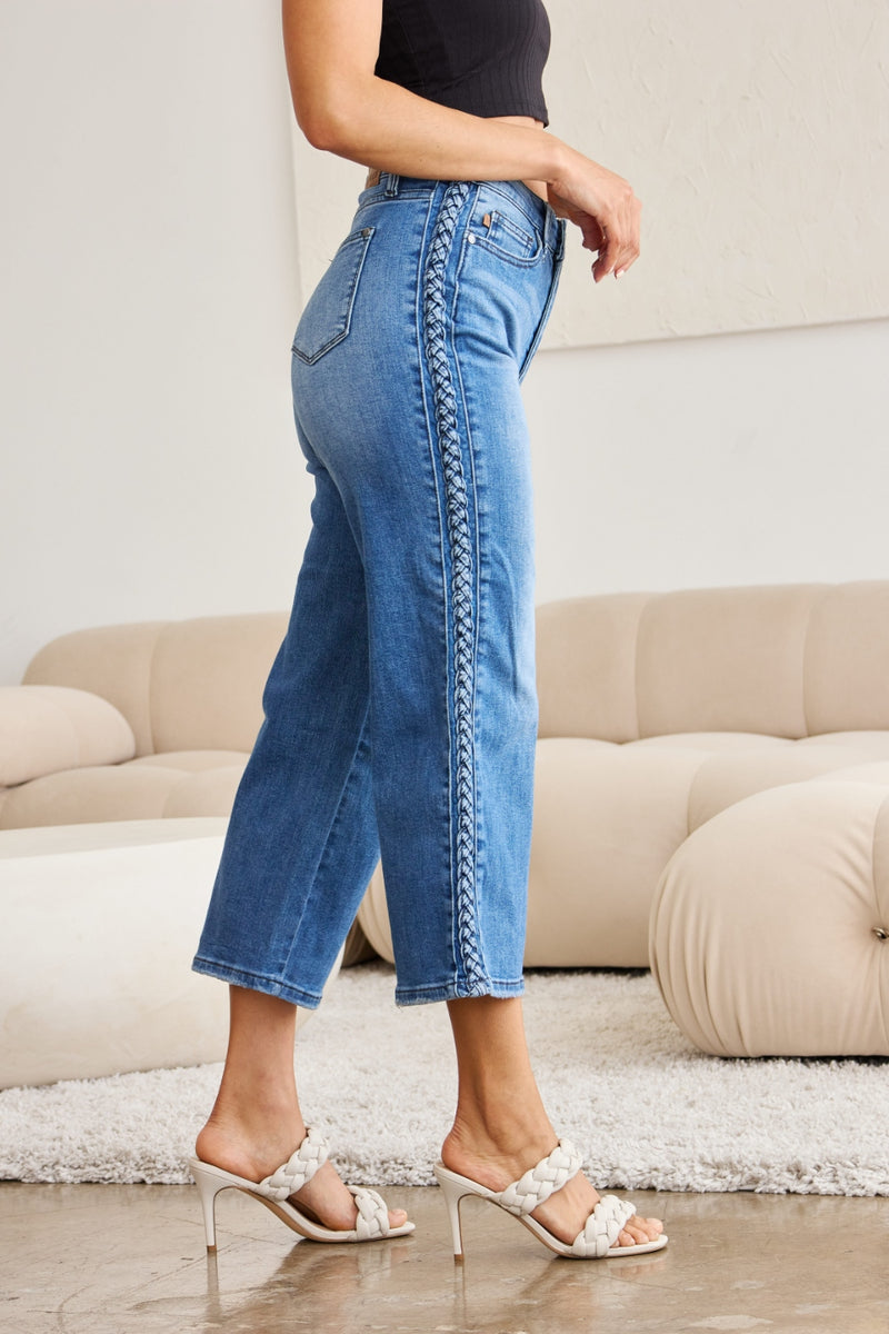 Judy Blue Braid Wide Leg Jeans