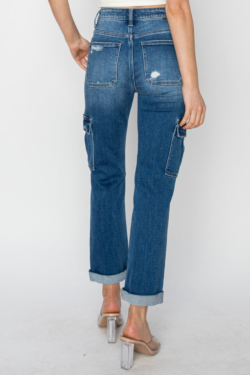 City Chic Cargo Roll Up Jeans