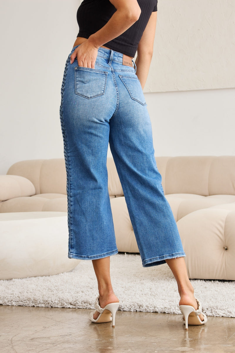 Judy Blue Braid Wide Leg Jeans