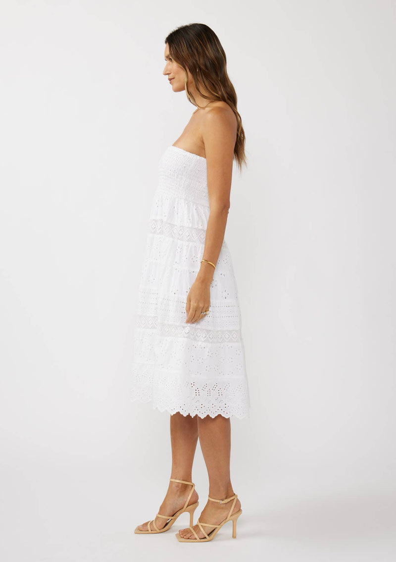 Smocked Bust Tiered Eyelet Dress