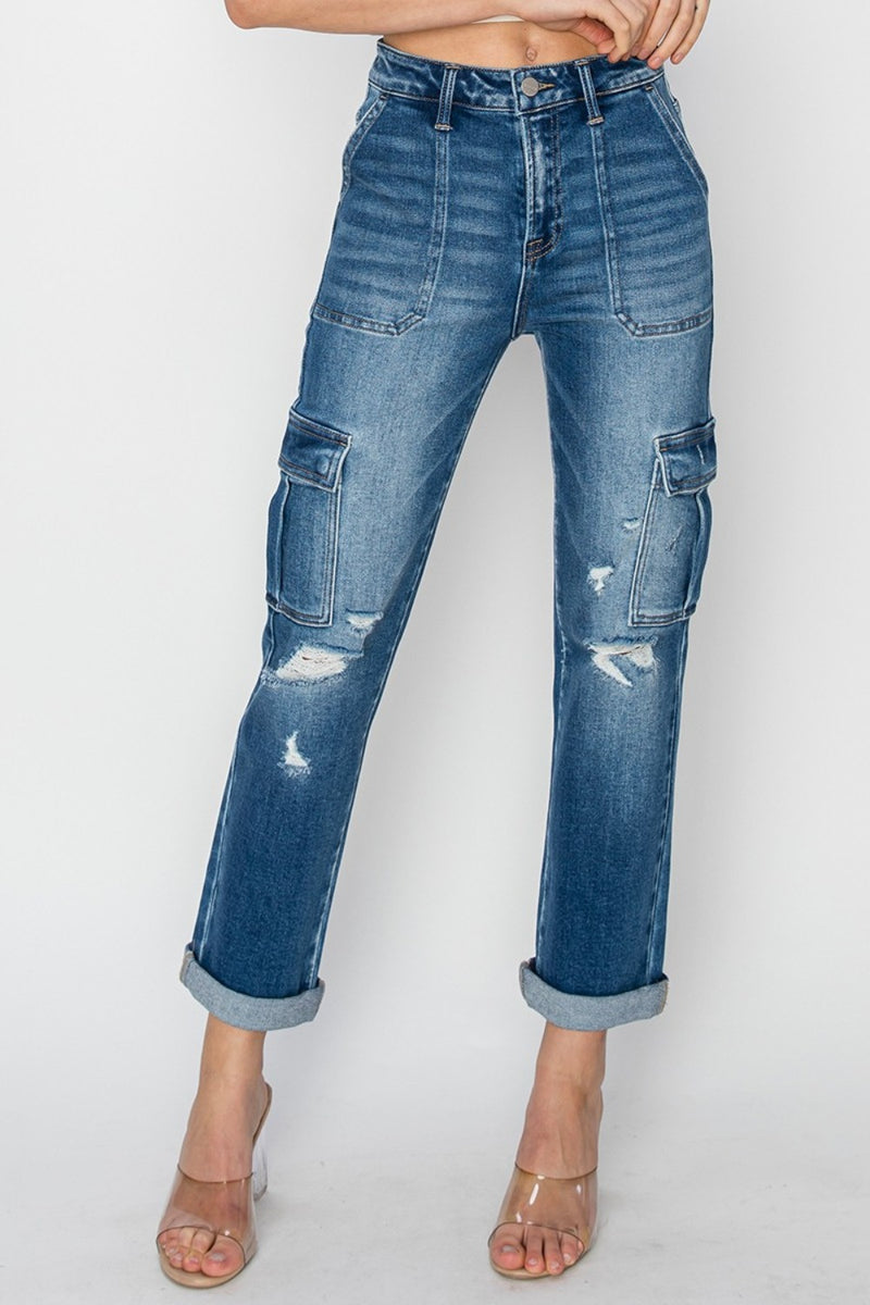 City Chic Cargo Roll Up Jeans