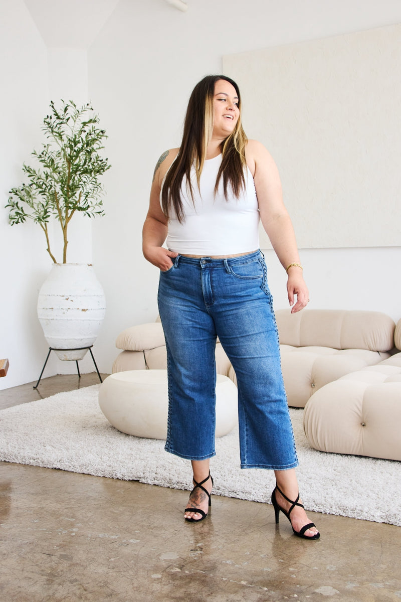 Judy Blue Braid Wide Leg Jeans