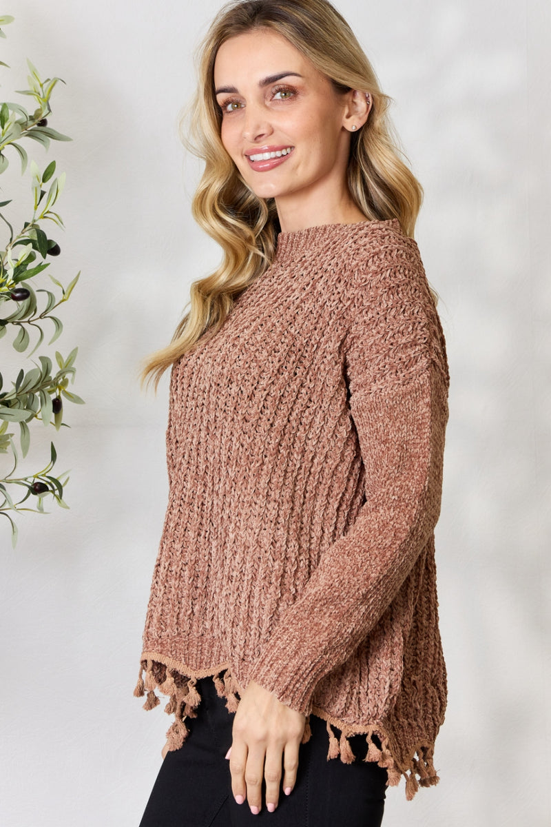 Sandy Rain Tassel Trim Sweater