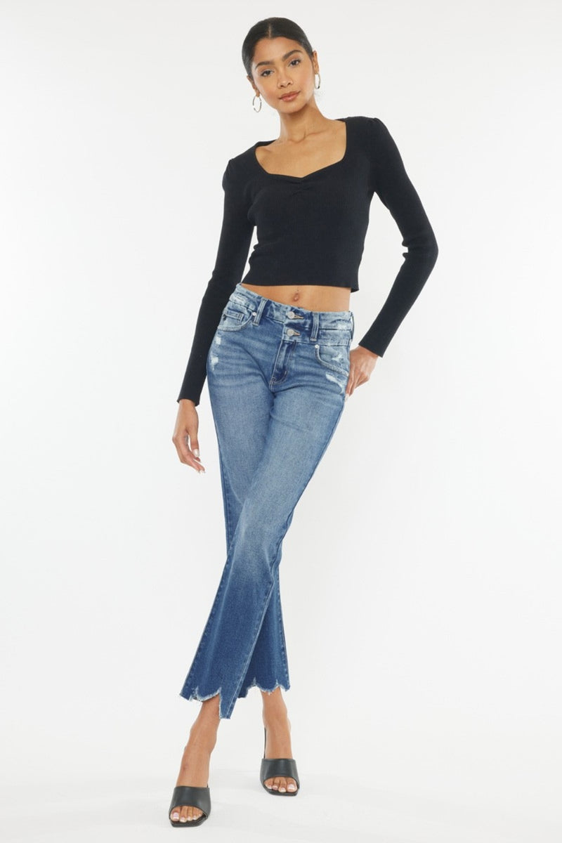 Felicity Frayed Hem Slim Straight