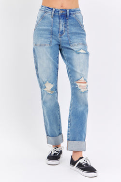 Judy Blue Pockets & Patch Boyfriend Jeans