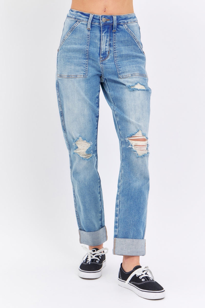 Judy Blue Pockets & Patch Boyfriend Jeans