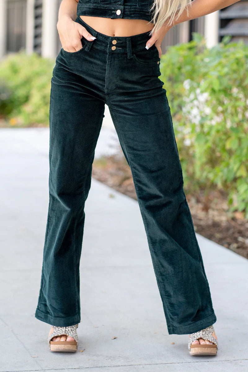 Judy Blue Emerald Corduroy Wide Leg Jeans - $59