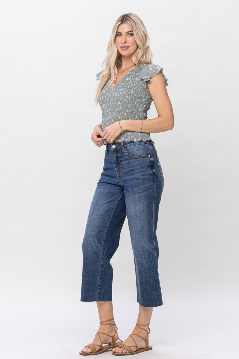 Judy Blue Renee Wide Leg Cropped Jeans - $59