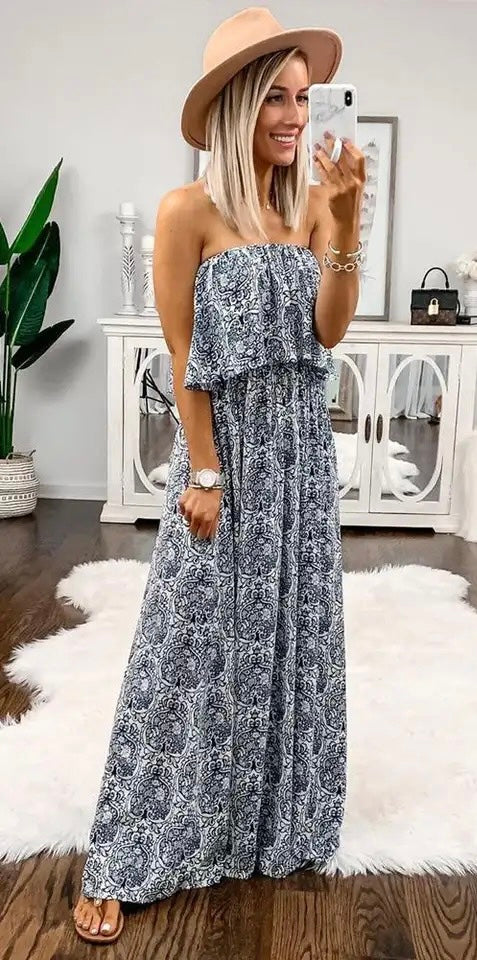 Boho Paisley Blue Maxi - $49