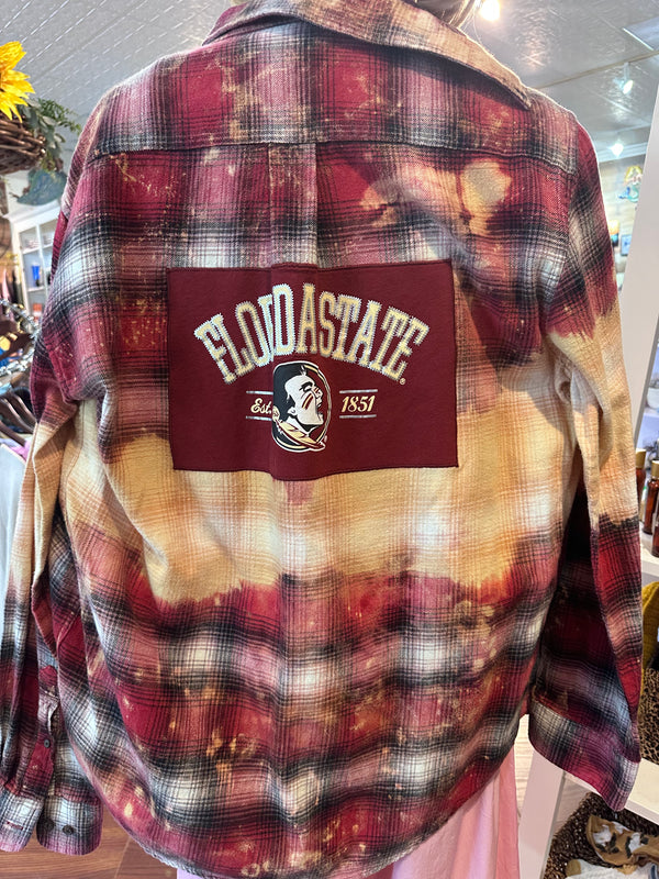 #FSU, #FSUNOLES< #NOLESNATION< #nolesfootball, #collegefootballflannel, #upcycledcollegefootballflannels, #gamedayclothing, 