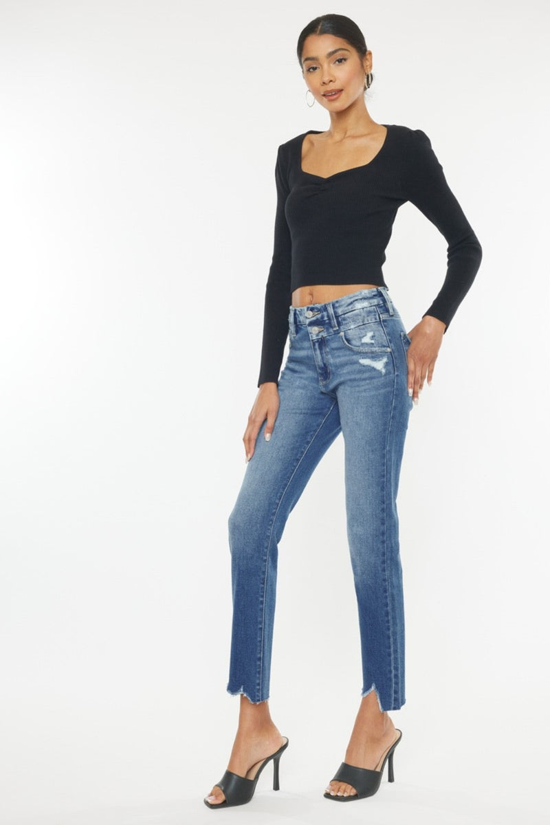 Felicity Frayed Hem Slim Straight