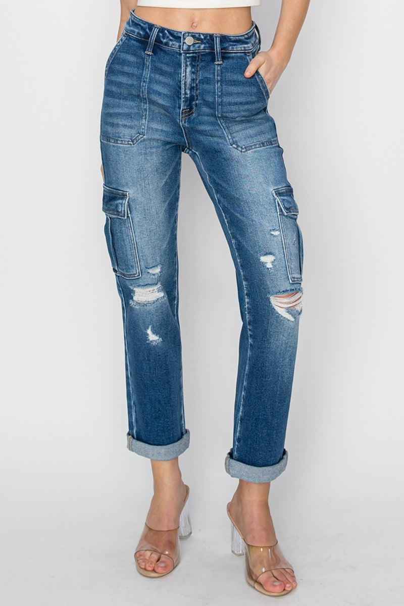 City Chic Cargo Roll Up Jeans