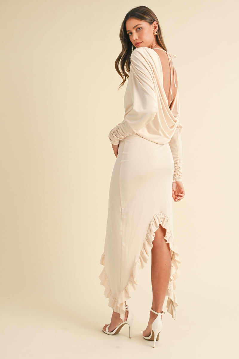 Mabel Asymmetric Dress In Cream