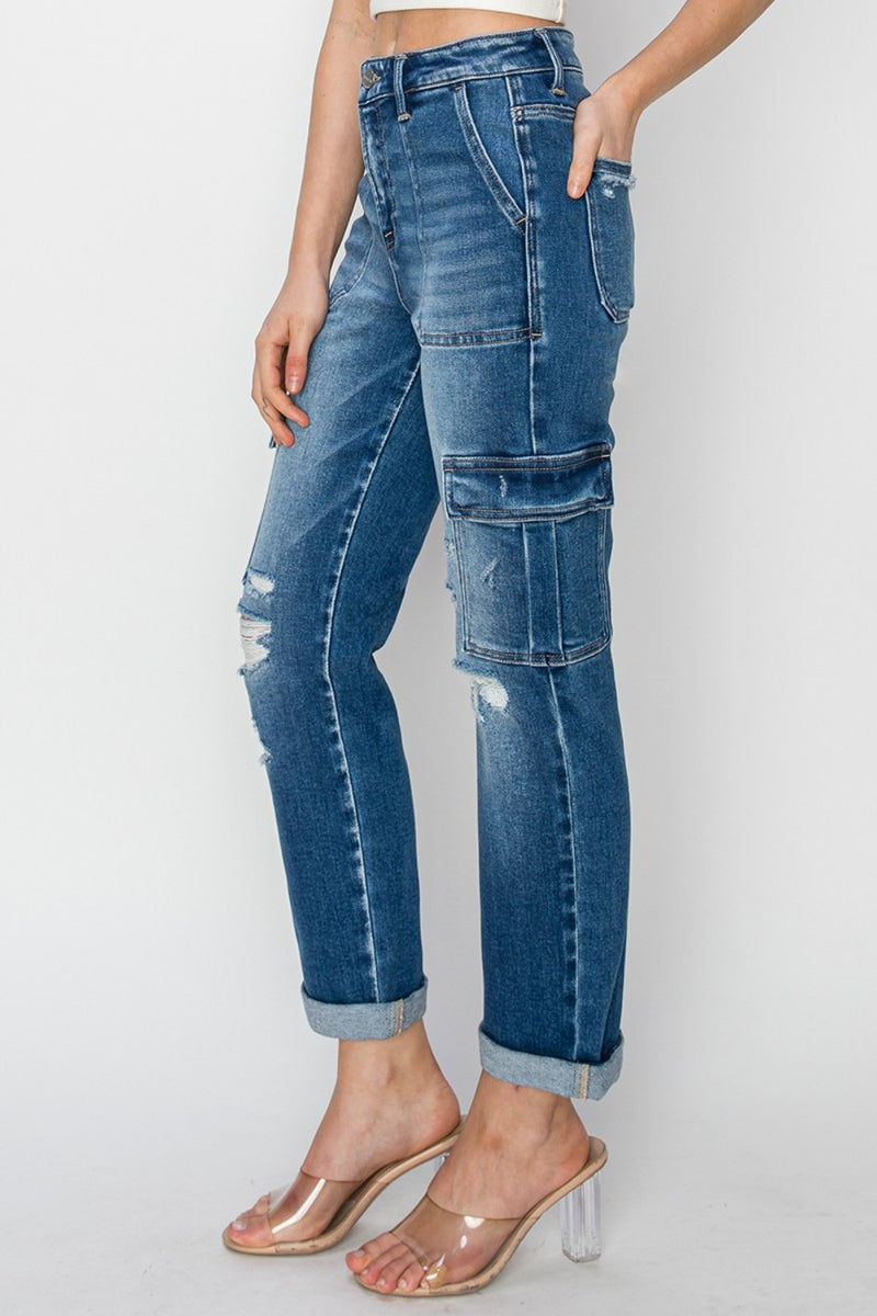 City Chic Cargo Roll Up Jeans