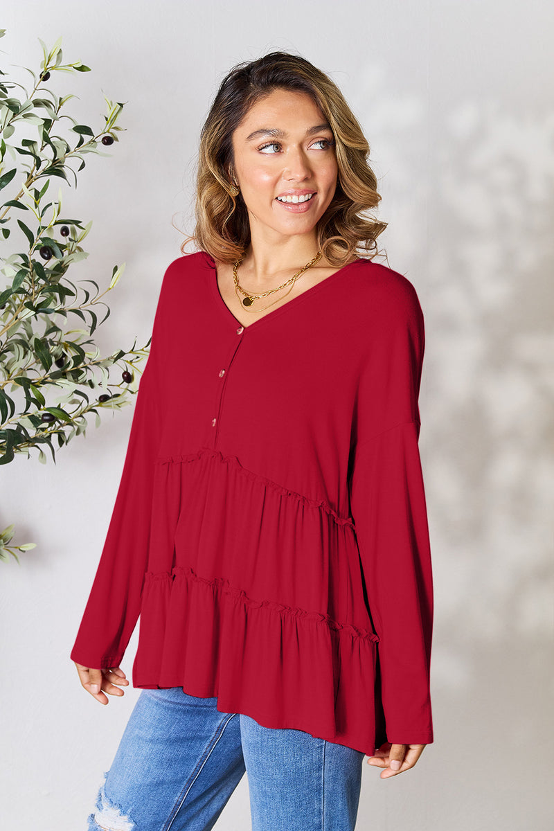 Nicely Done Ruffle Hem Blouse