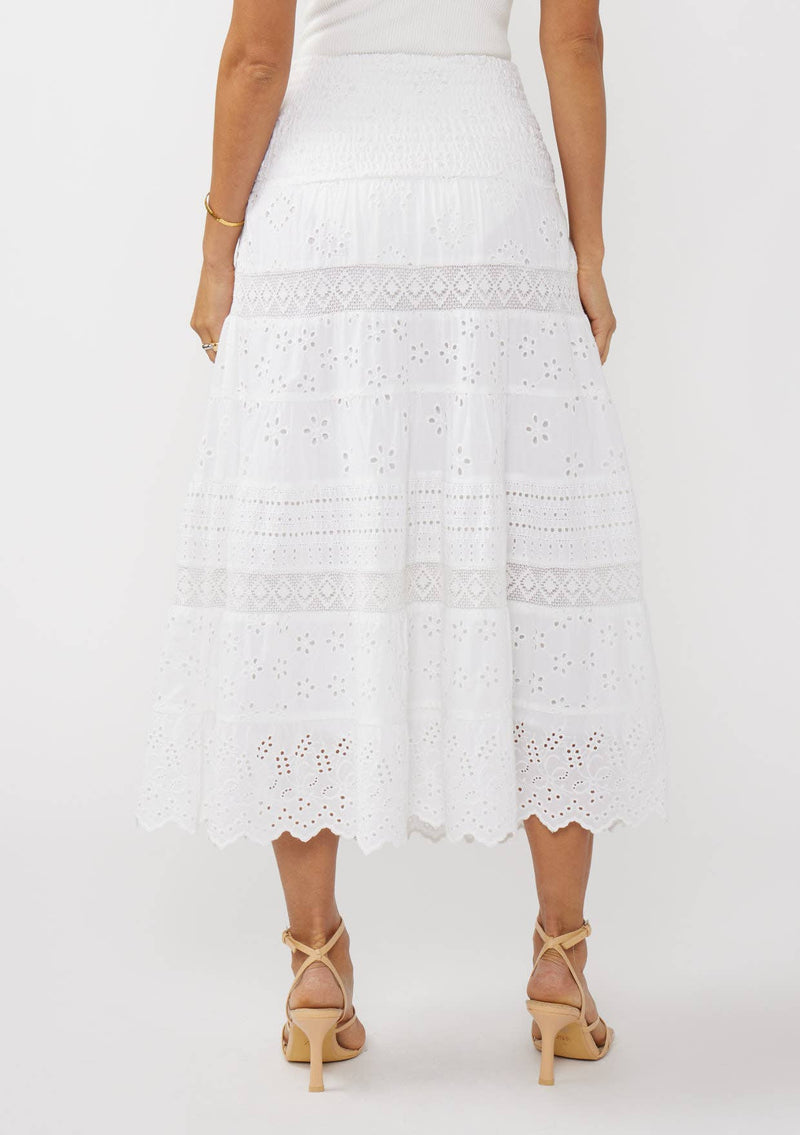 Smocked Bust Tiered Eyelet Dress