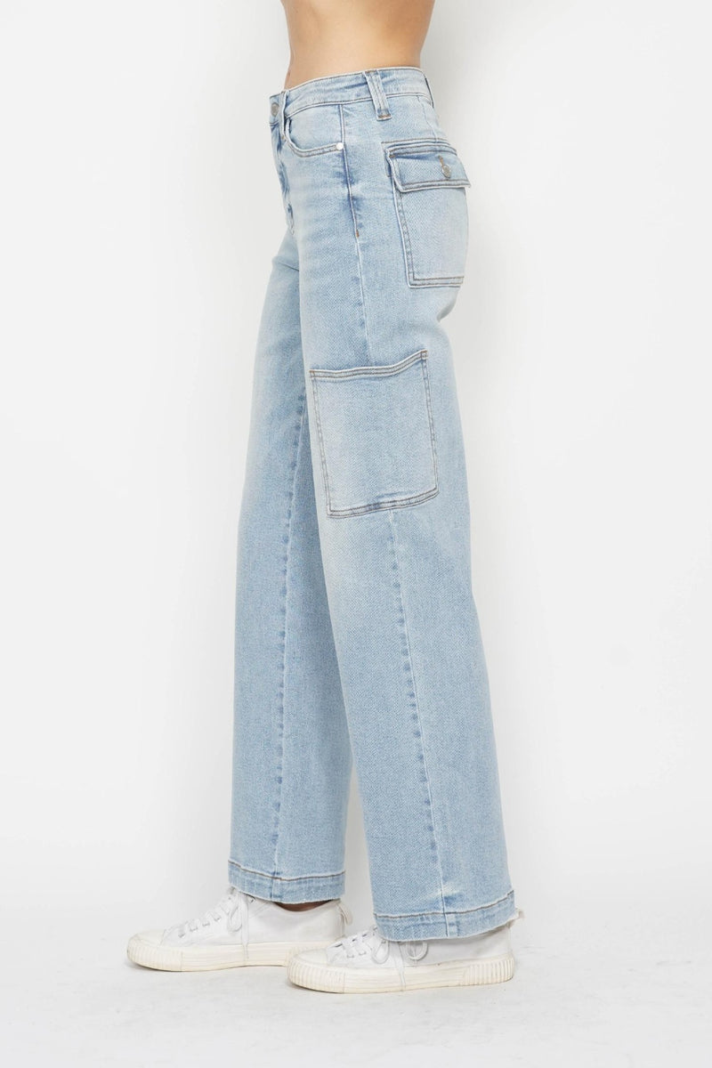 The Jenn Judy Blue Straight Cargo Jeans