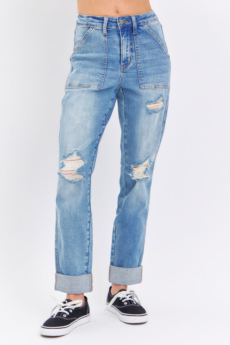 Judy Blue Pockets & Patch Boyfriend Jeans