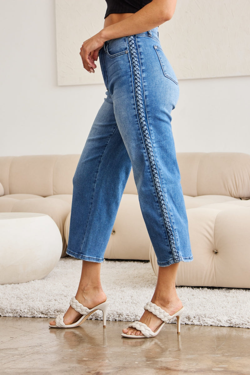 Judy Blue Braid Wide Leg Jeans