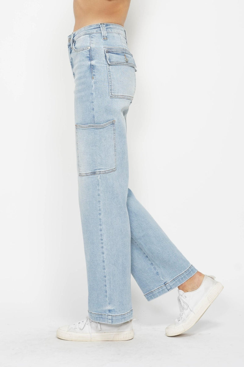 The Jenn Judy Blue Straight Cargo Jeans