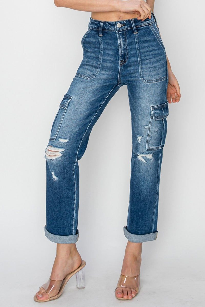 City Chic Cargo Roll Up Jeans