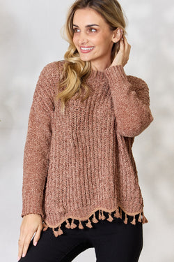 Sandy Rain Tassel Trim Sweater