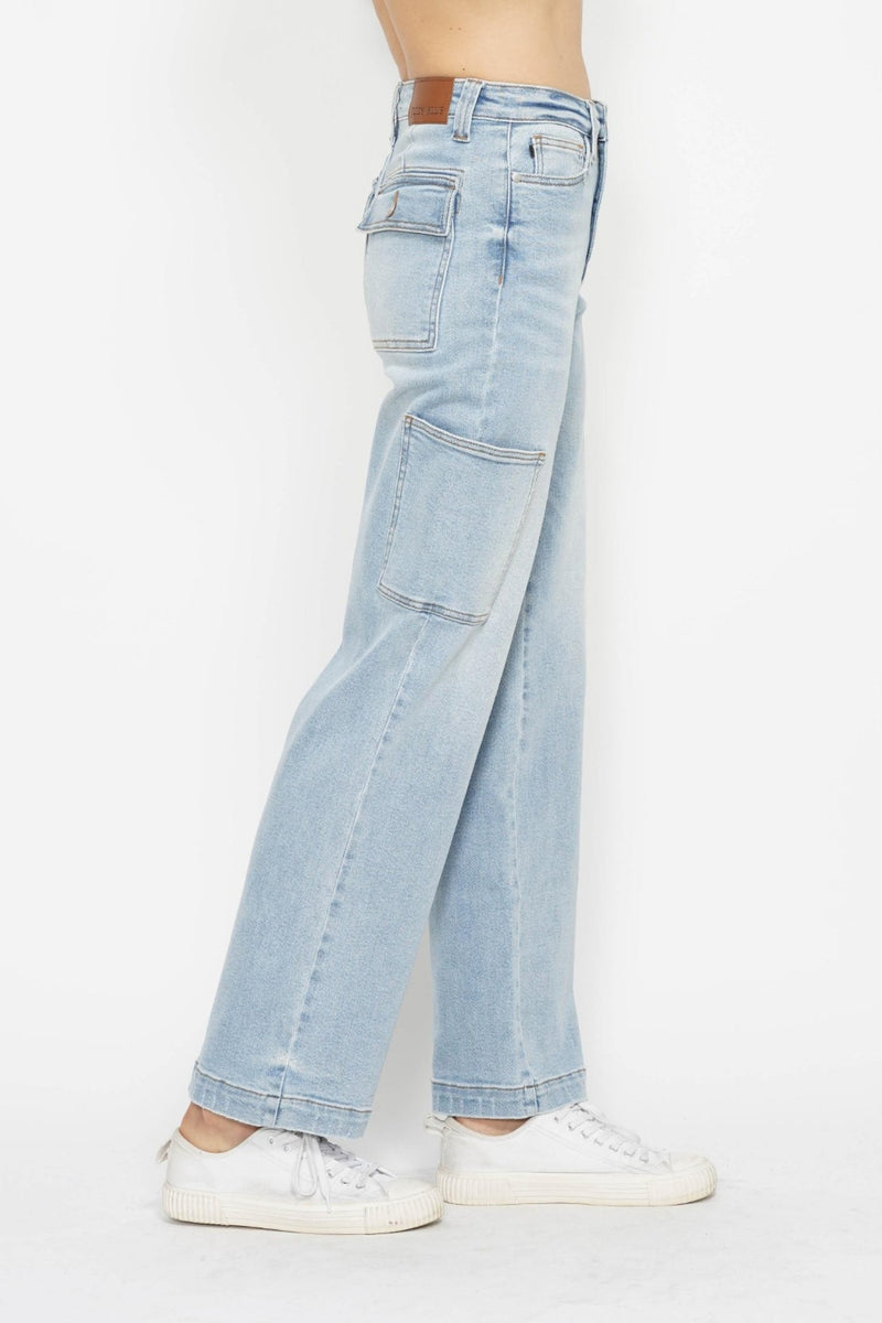 The Jenn Judy Blue Straight Cargo Jeans