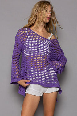 Purple Passion Open Knit Top - $62