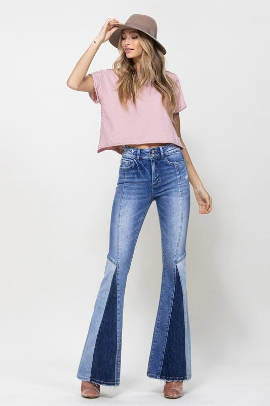 High Rise Flare jeans, boutique jeans, High Rise Vervet by Flying Monkey Jeans, Warehouse on Grove boutique, merritt island boutique shopping