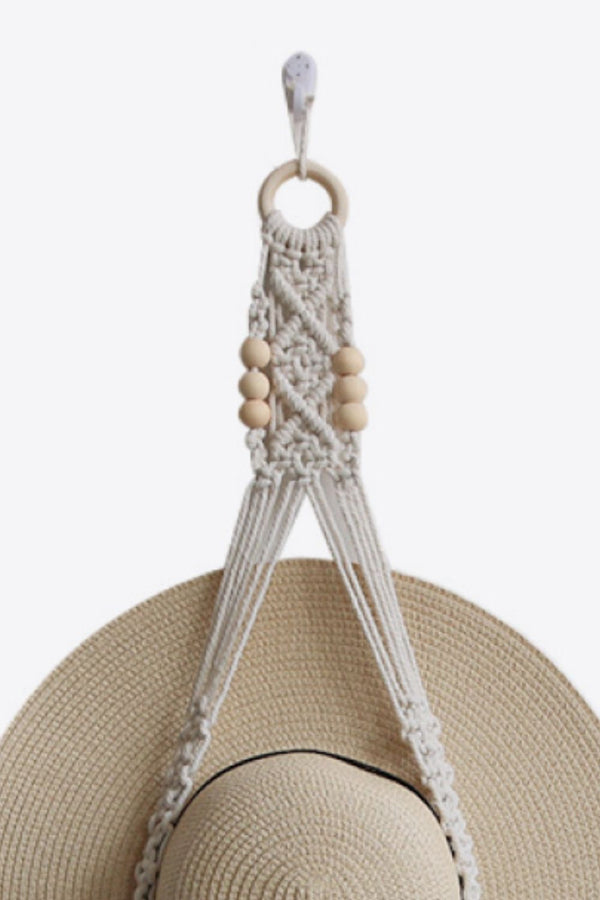 Macrame Beaded Single Hat Hanger - $20
