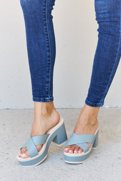 Ivy Platform Sandals in  Misty Blue - $38