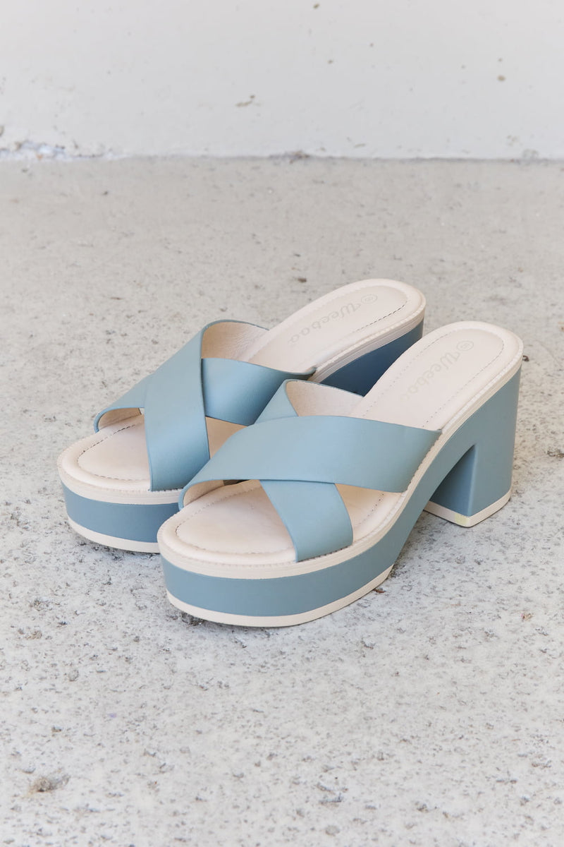 Ivy Platform Sandals in  Misty Blue - $38